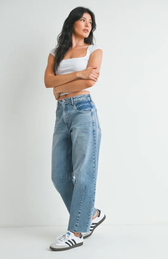 Juste Denim Noir Le Jean Bariolé à Coutures