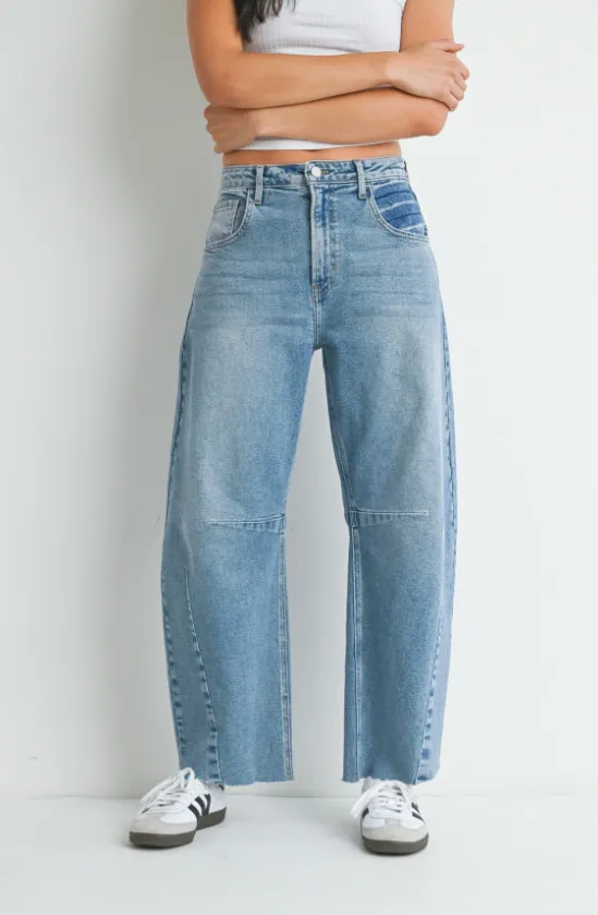 Juste Denim Noir Le Jean Bariolé à Coutures