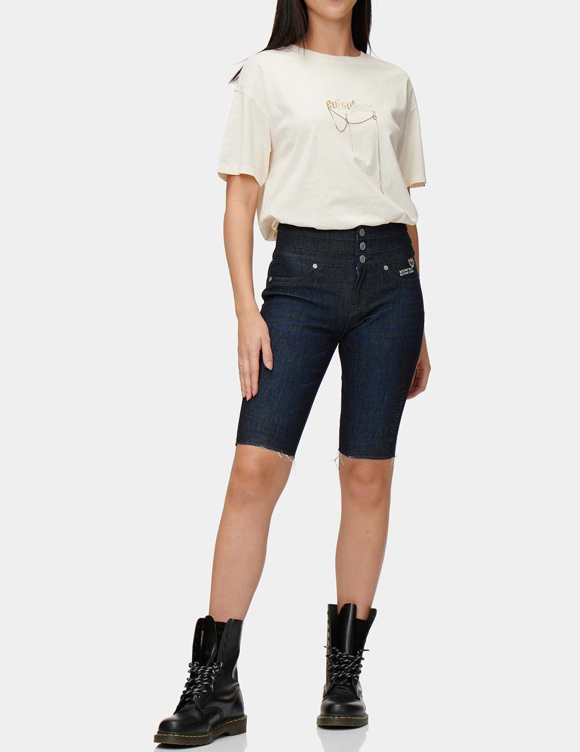 Bermuda en Denim Brodé Kamon