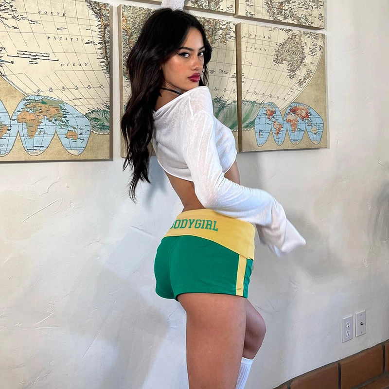 Short de sport imprimé lettre Kamry