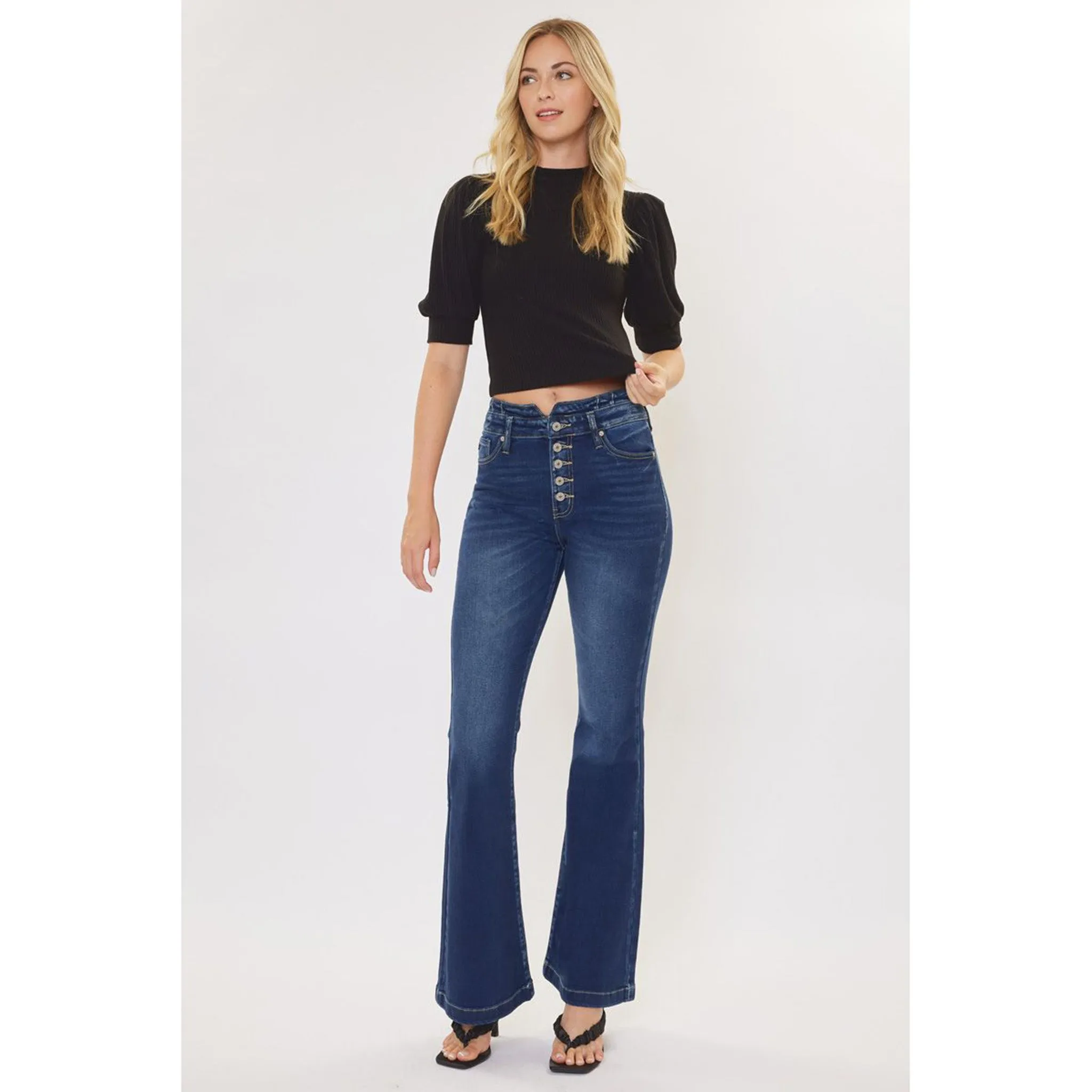 Kancan Mason Jeans Ultra Haute Taille Courbés Évasés