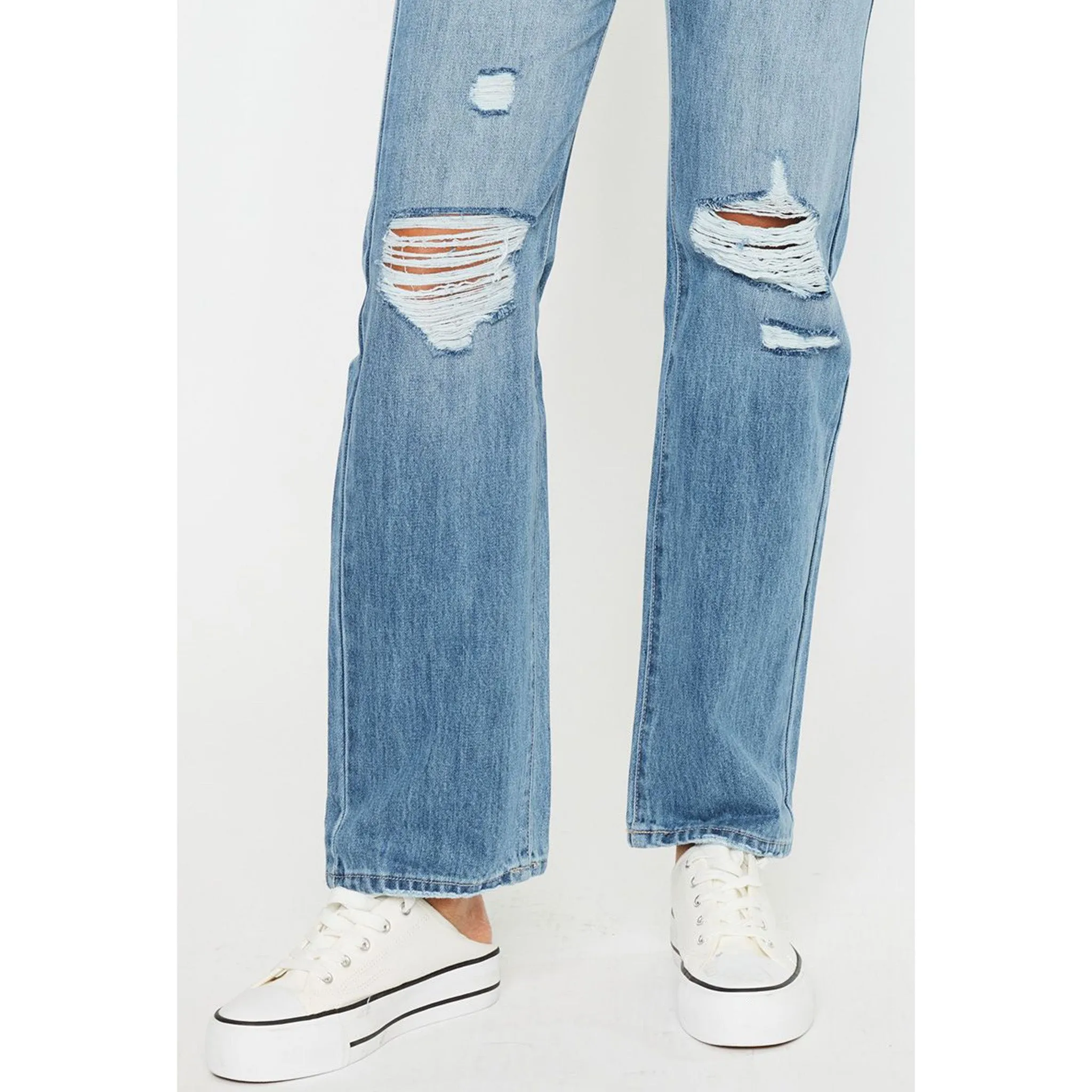 Jeans Femme KanCan Taille Moyenne/Haut Effet Usé Années 90