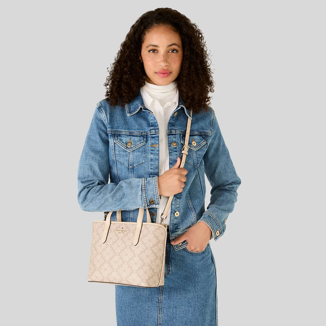 Sac Kate Spade KATE SPADE Signature Mini Cabas Fleur Spade Beige Foncé Multi KH425