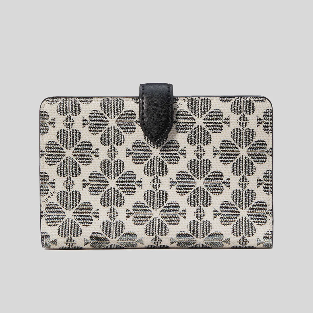 Portefeuille compact pliant moyen en PVC fleuri Kate Spade noir multicolore KG488