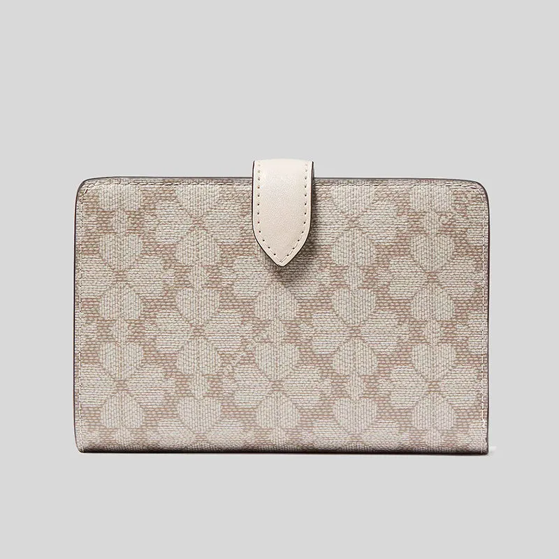 Portefeuille compact pliant moyen en PVC fleuri KATE SPADE Bags KATE SPADE Spade, multi beige foncé KG488