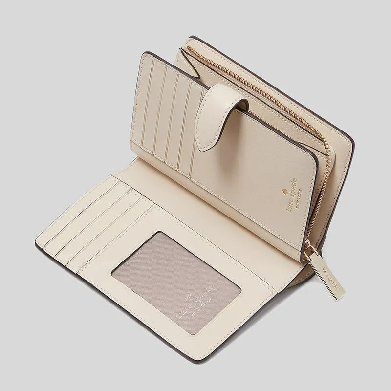 Portefeuille compact pliant moyen en PVC fleuri KATE SPADE Bags KATE SPADE Spade, multi beige foncé KG488