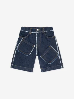 Short en jean pour enfants avec poches en bleu