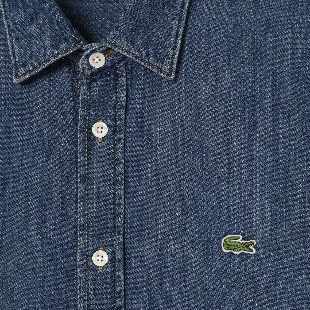 Chemise en denim léger Lacoste Regular Fit Bleue