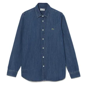 Chemise en denim léger Lacoste Regular Fit Bleue