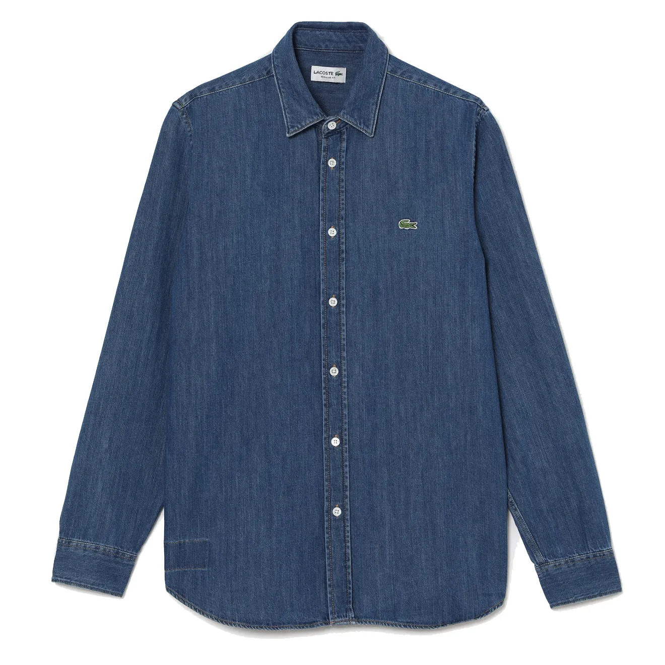 Chemise en denim léger Lacoste Regular Fit Bleue