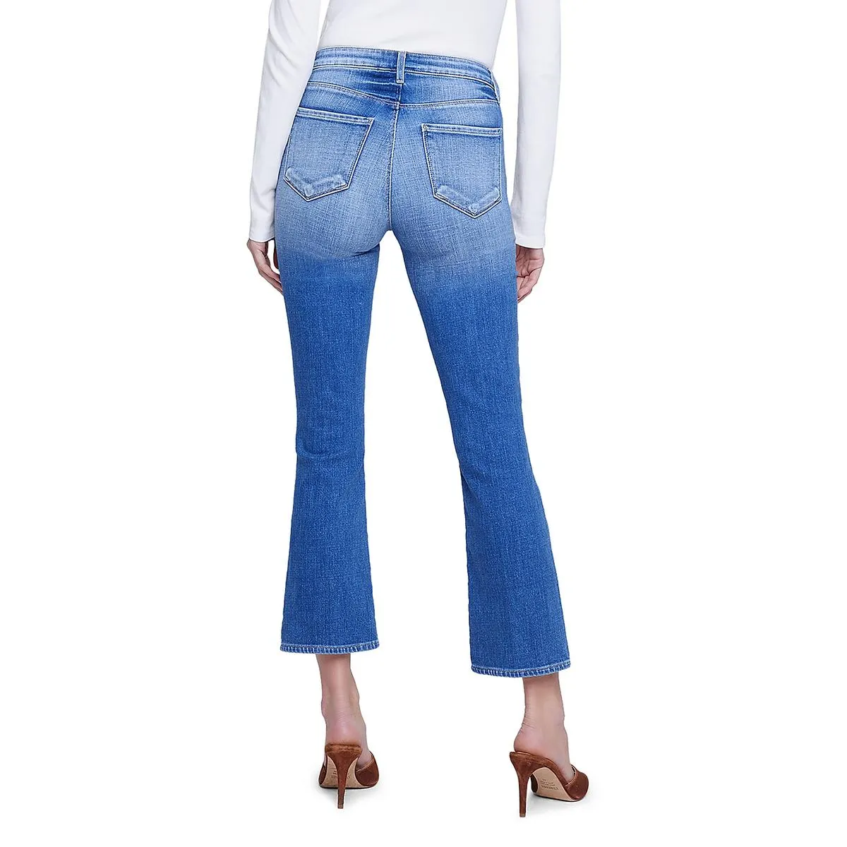 L'Agence Jeans Femme à Taille Haute et Chevilles Découpées
