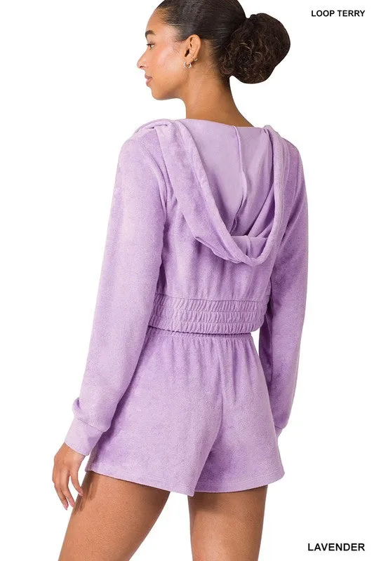 ENSEMBLE CROPPED HOODIE & SHORT LOOP TERRY ZIP UP