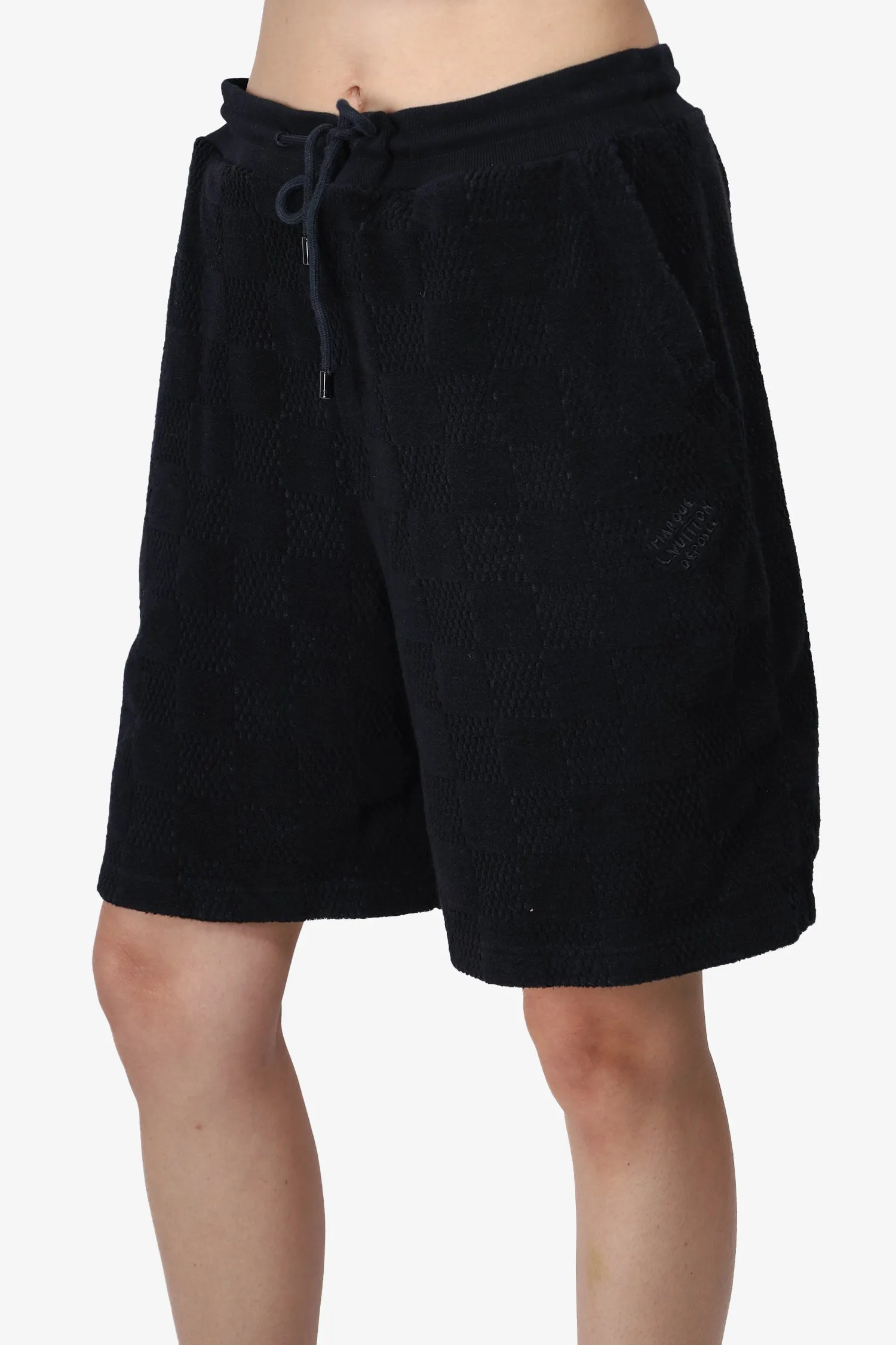 Louis Vuitton 2024 Shorts en French Terry Coton Damier Noir Taille Moyenne Homme