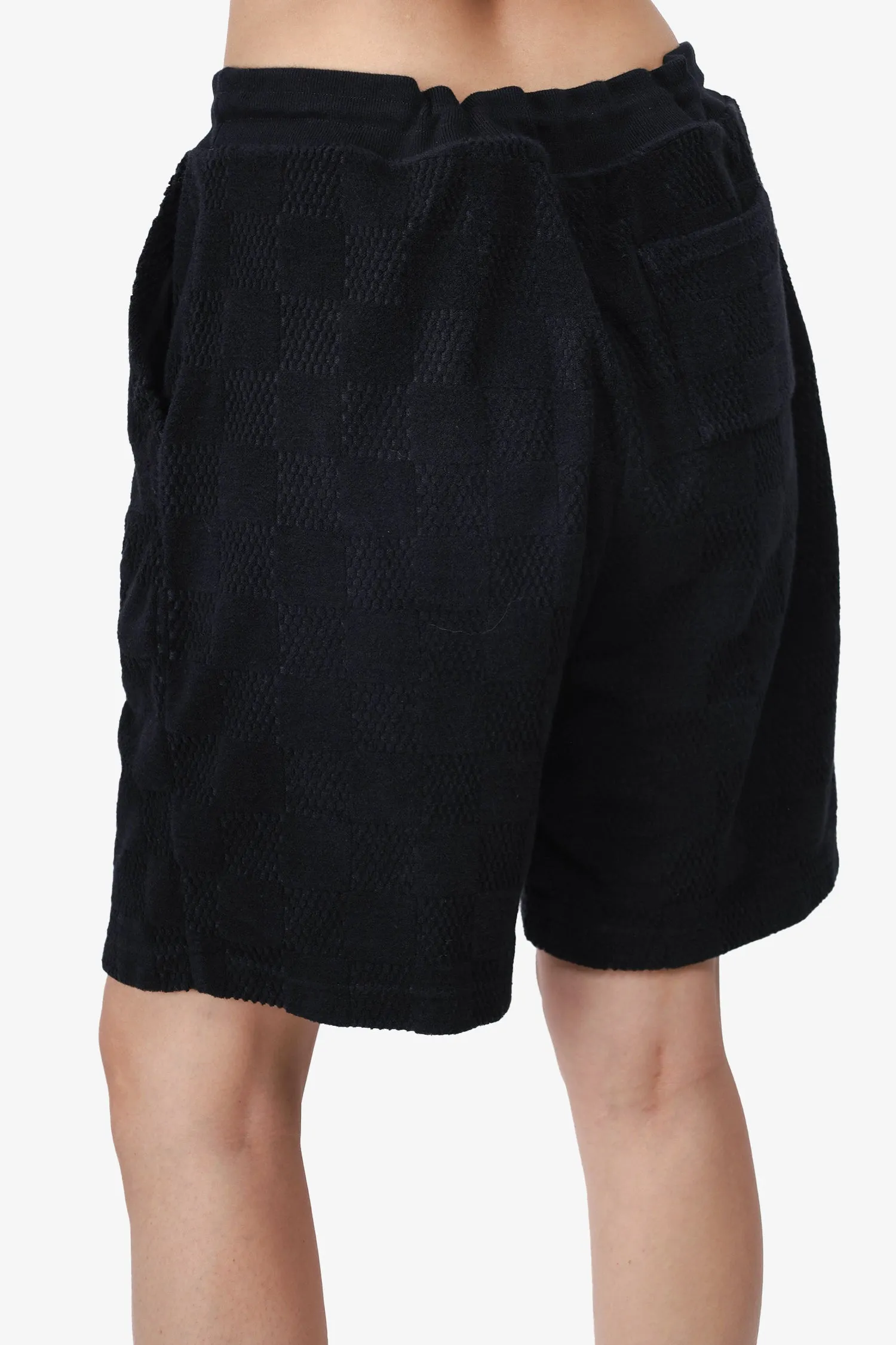 Louis Vuitton 2024 Shorts en French Terry Coton Damier Noir Taille Moyenne Homme