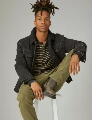 Veste trucker en jean doublée de fausse peau de mouton Lucky Brand Crescent Night