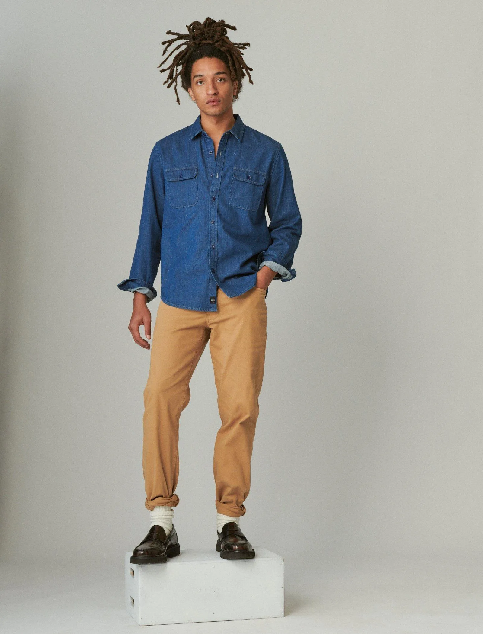 Lucky Brand Chemise utilitaire à manches longues en denim vieilli Manor Lucky Brand