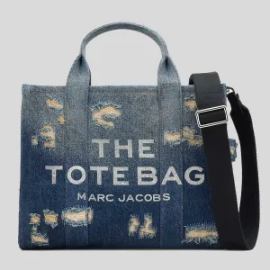 Marc Jacobs Sacs MARC JACOBS Le Sac Tote Denim Moyen Rip And Repair Punk Indigo 2F4HTT002H05