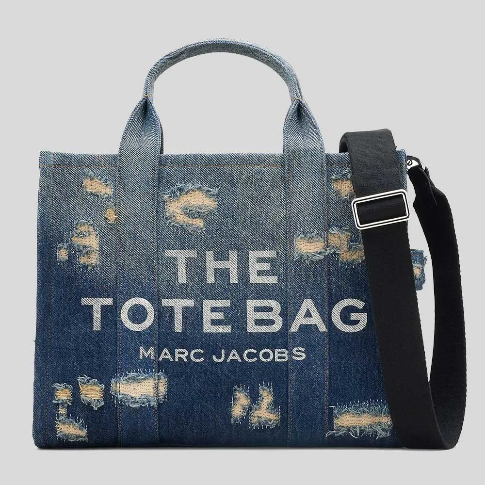 Marc Jacobs Sacs MARC JACOBS Le Sac Tote Denim Moyen Rip And Repair Punk Indigo 2F4HTT002H05
