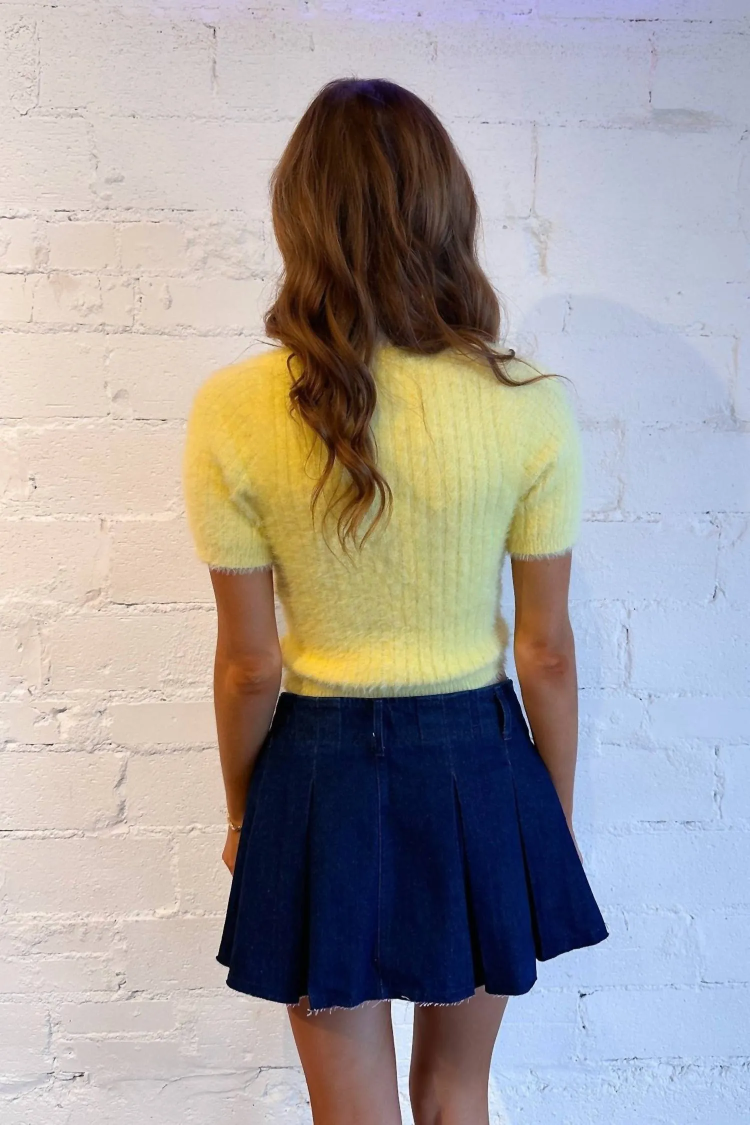 Jupe plissée Marissa en jean foncé