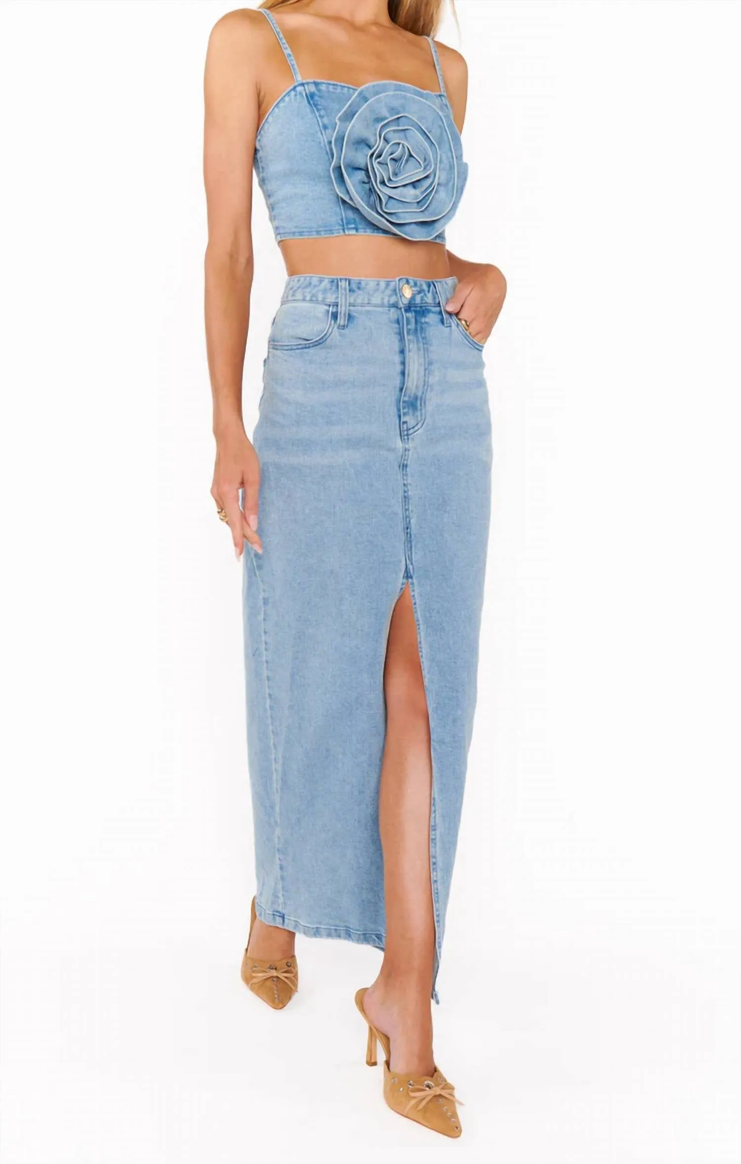 Mcentire Jupe Longue En Bleu Pierre
