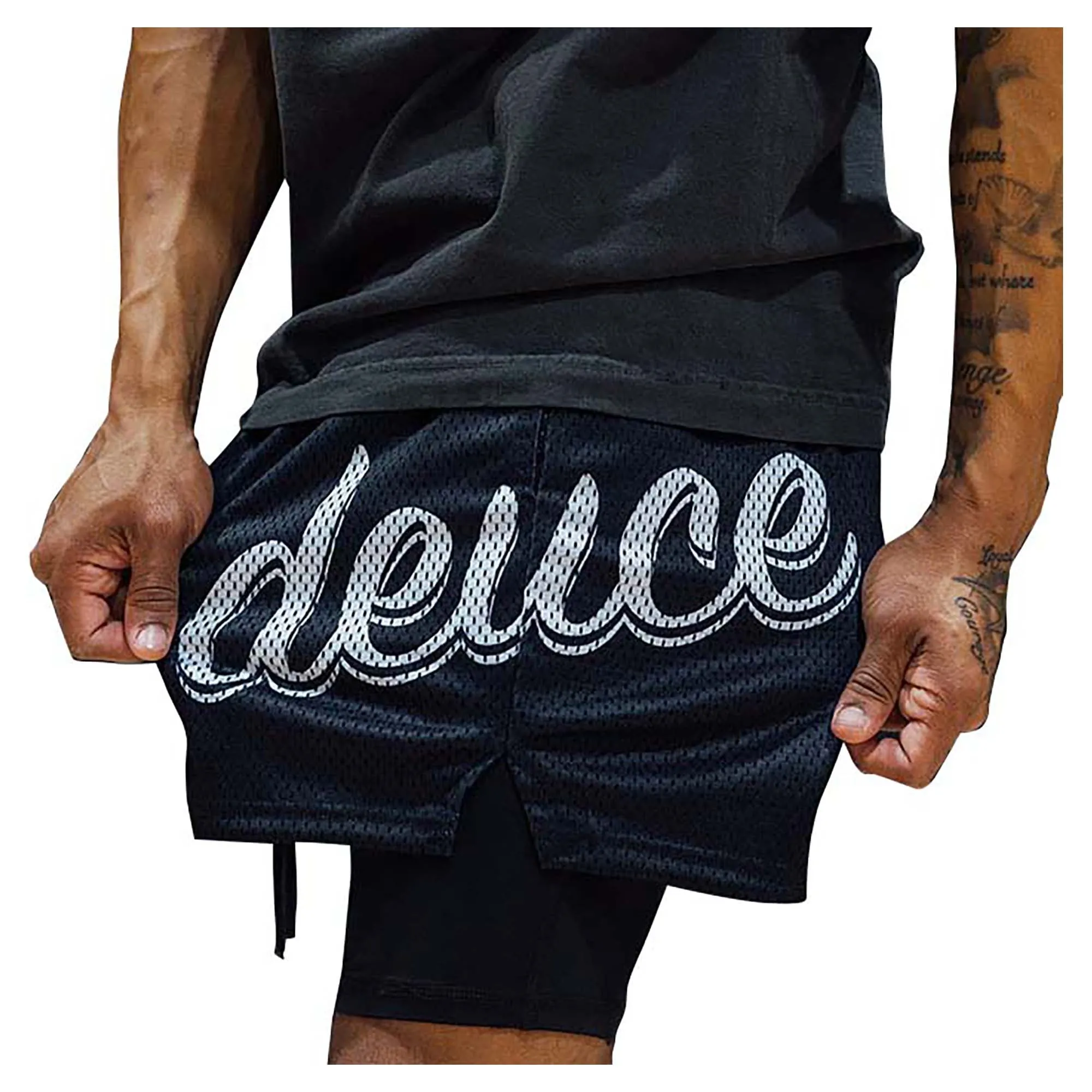 Short en maille noir et blanc pour homme