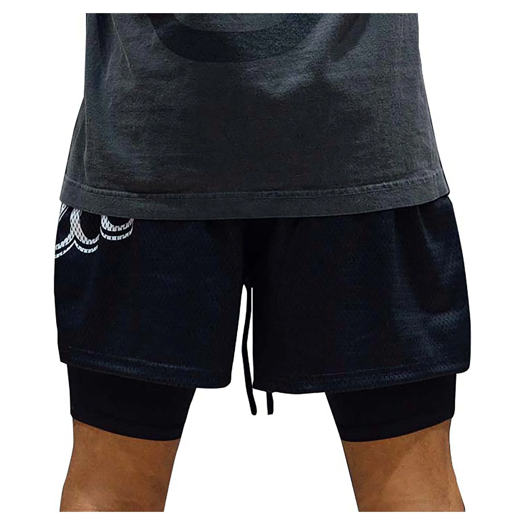 Short en maille noir et blanc pour homme
