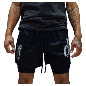 Short en maille noir et blanc pour homme
