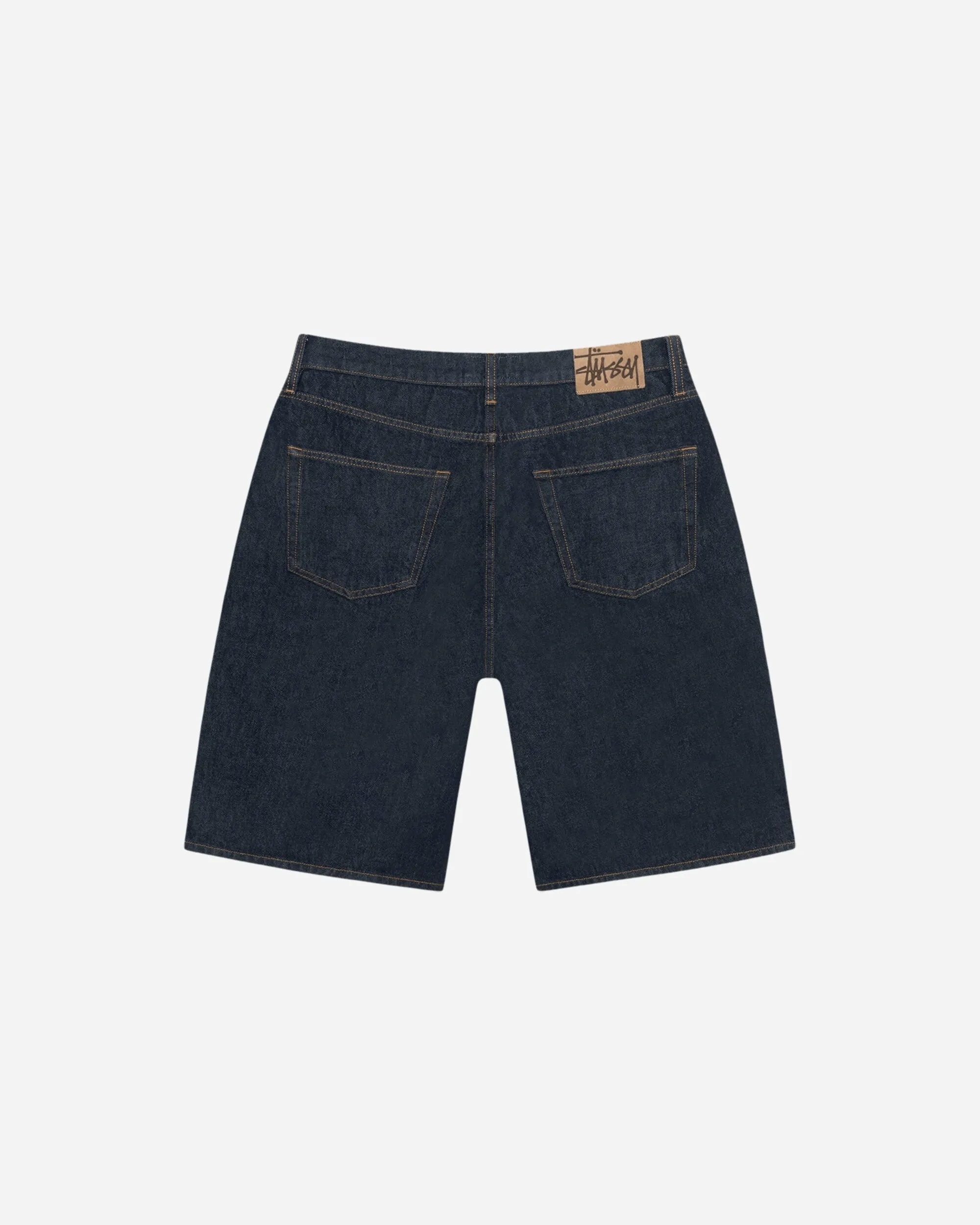 Short délavé grand modèle en jean pour hommes - Indigo