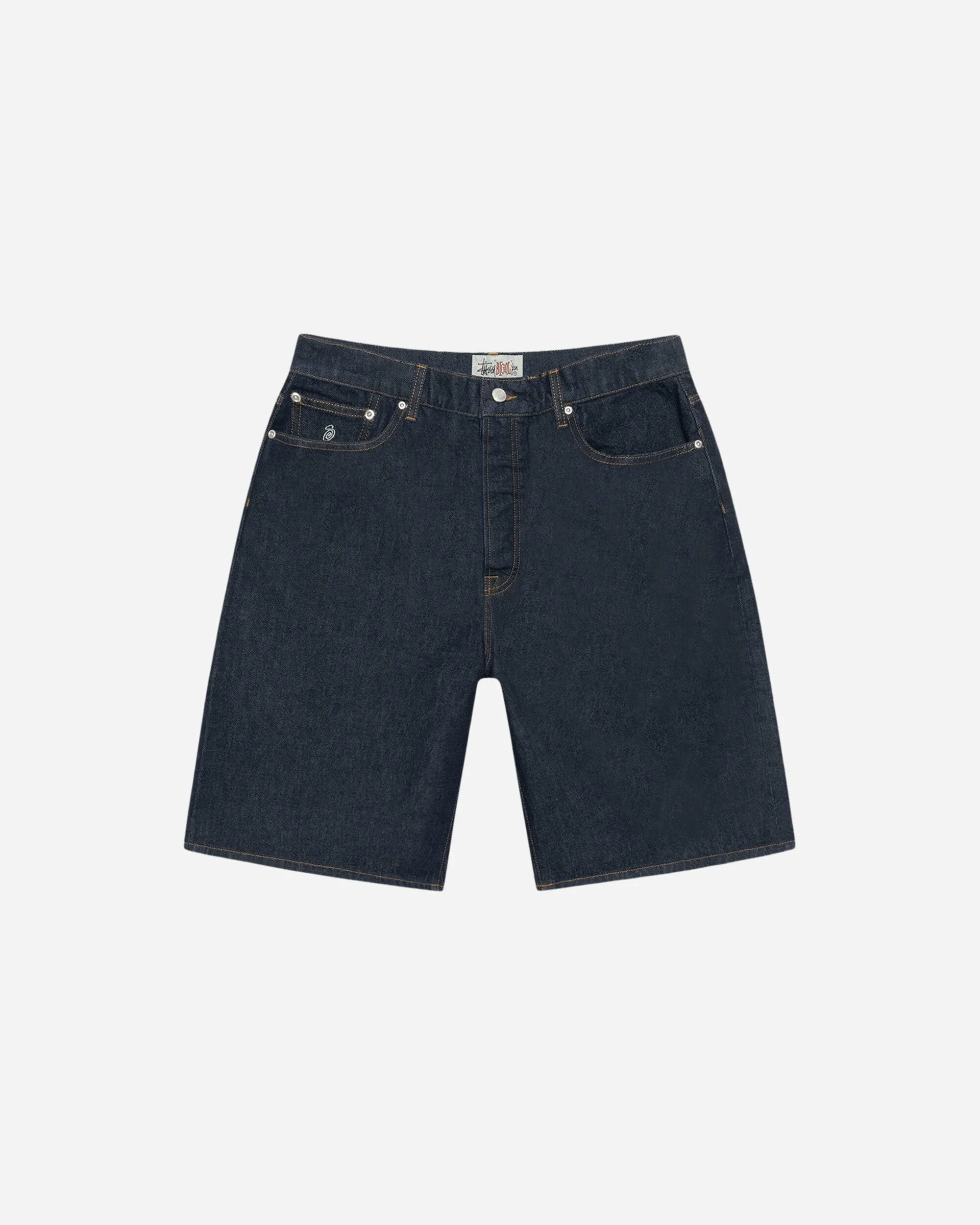 Short délavé grand modèle en jean pour hommes - Indigo