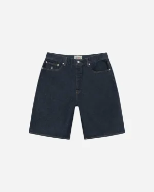 Short délavé grand modèle en jean pour hommes - Indigo