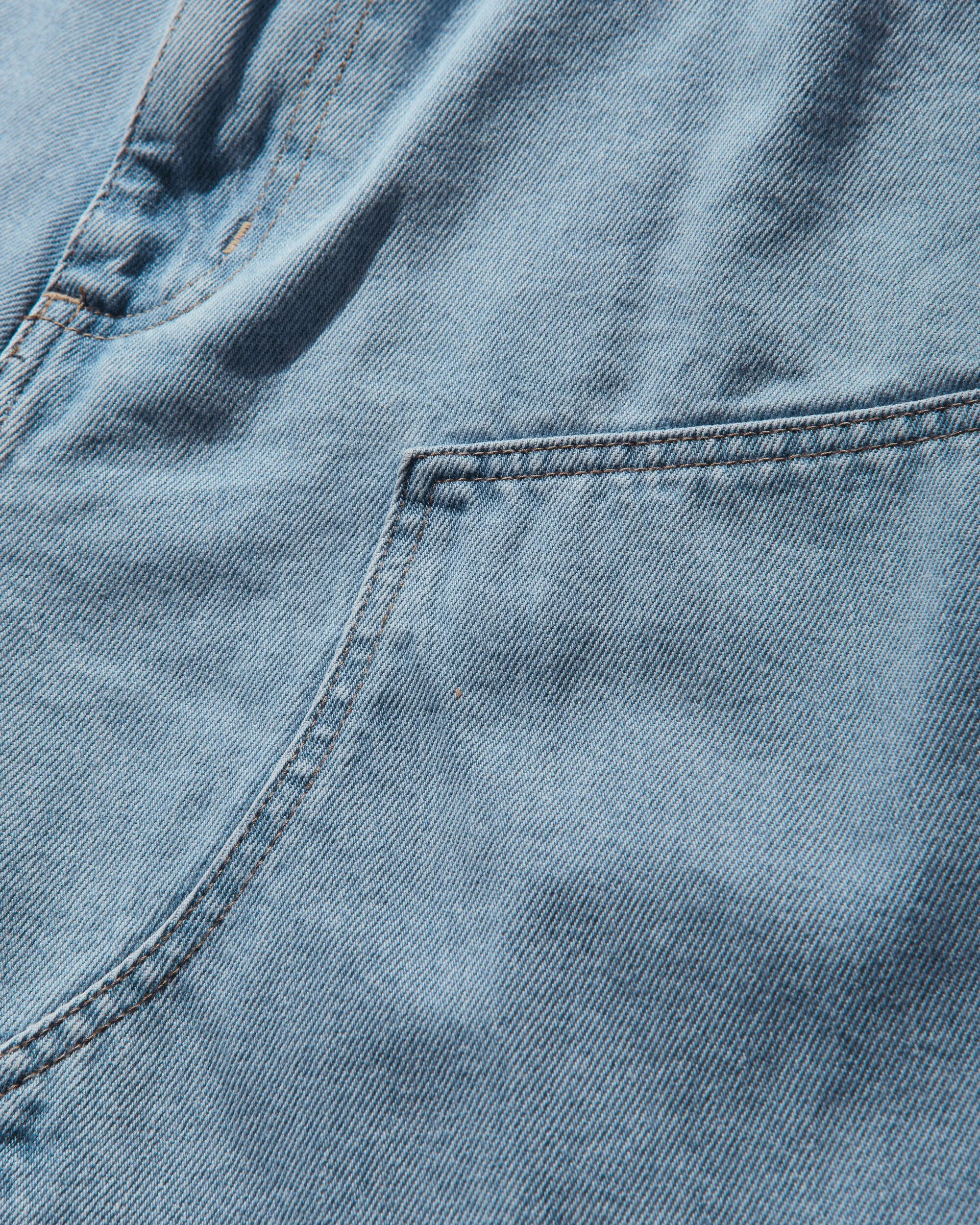 Short Homme à Genoux Doublés Bleu (Dénim Heavy Stone Délavé)