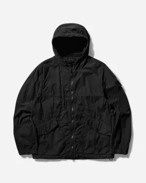 Veste à capuche en nylon smerigliato pour hommes - Noir