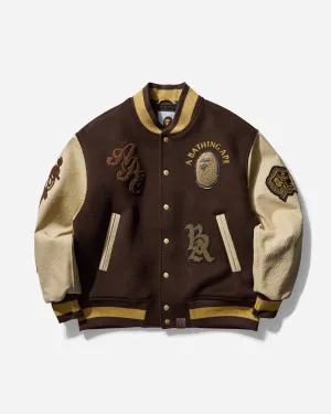 Veste de varsity en laine à motifs camouflage multi-logo marron pour homme