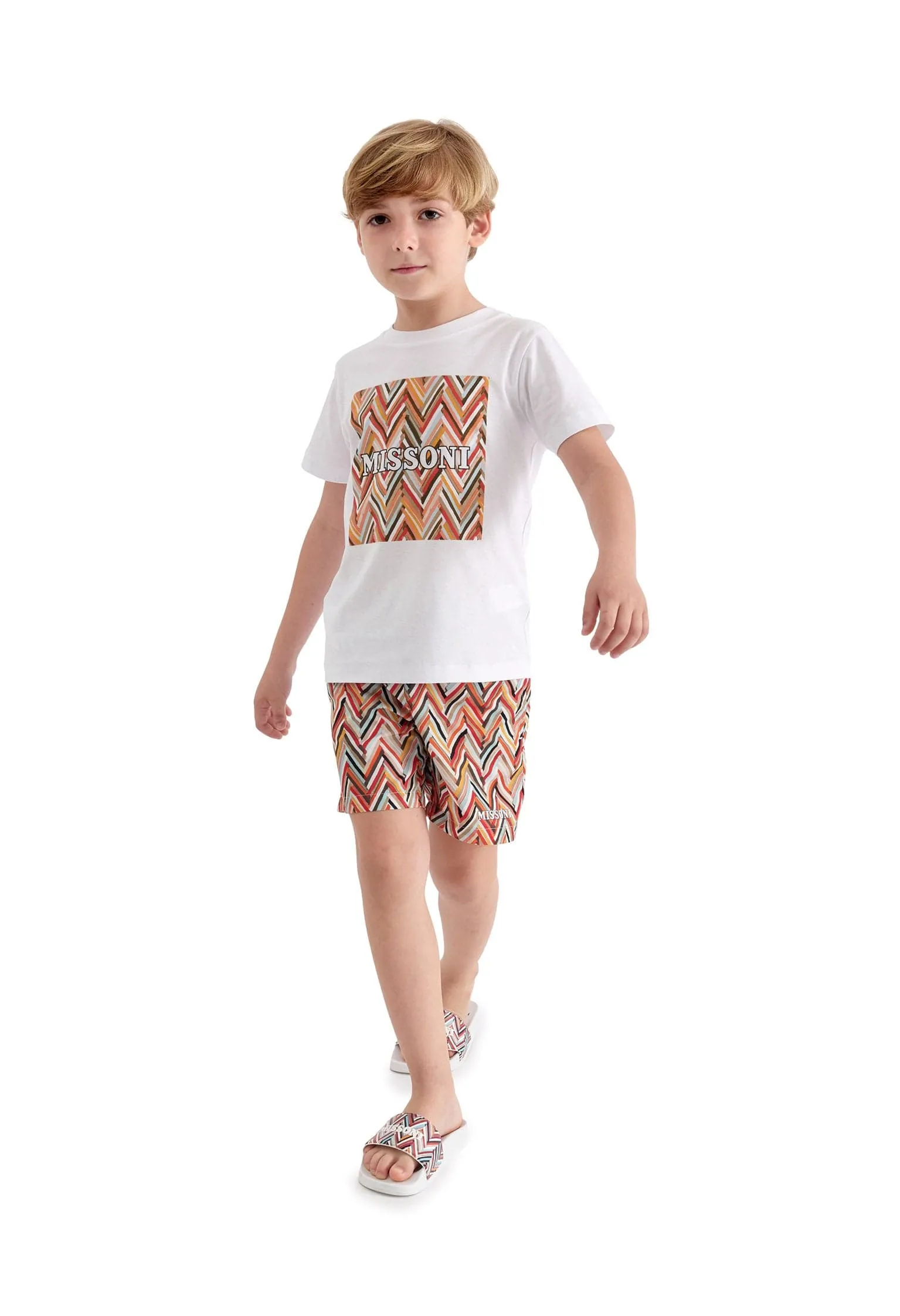 Short de bain à motifs zigzag multicolore Missoni pour garçons