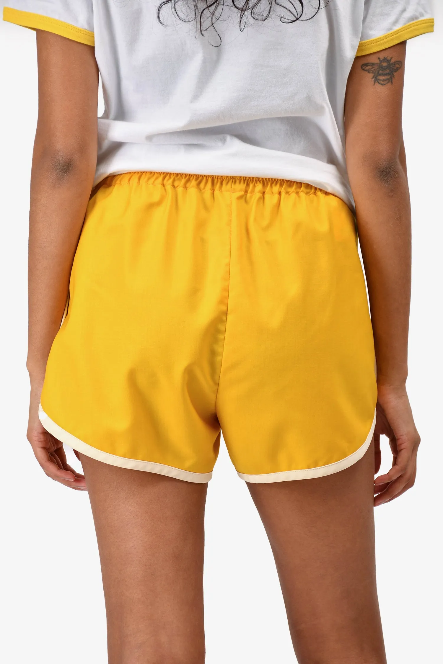 Miu Miu 2018 Shorts en nylon jaune à cordon taille 38
