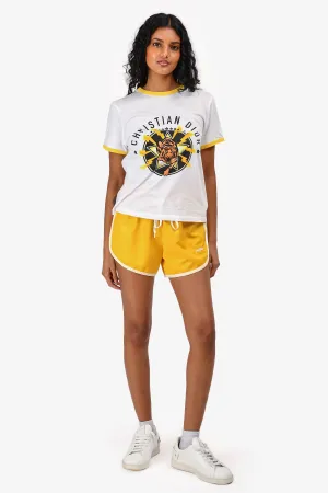 Miu Miu 2018 Shorts en nylon jaune à cordon taille 38