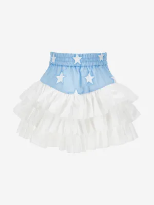 Monnalisa Jupe Denim à Volants Étoilées Bleue
