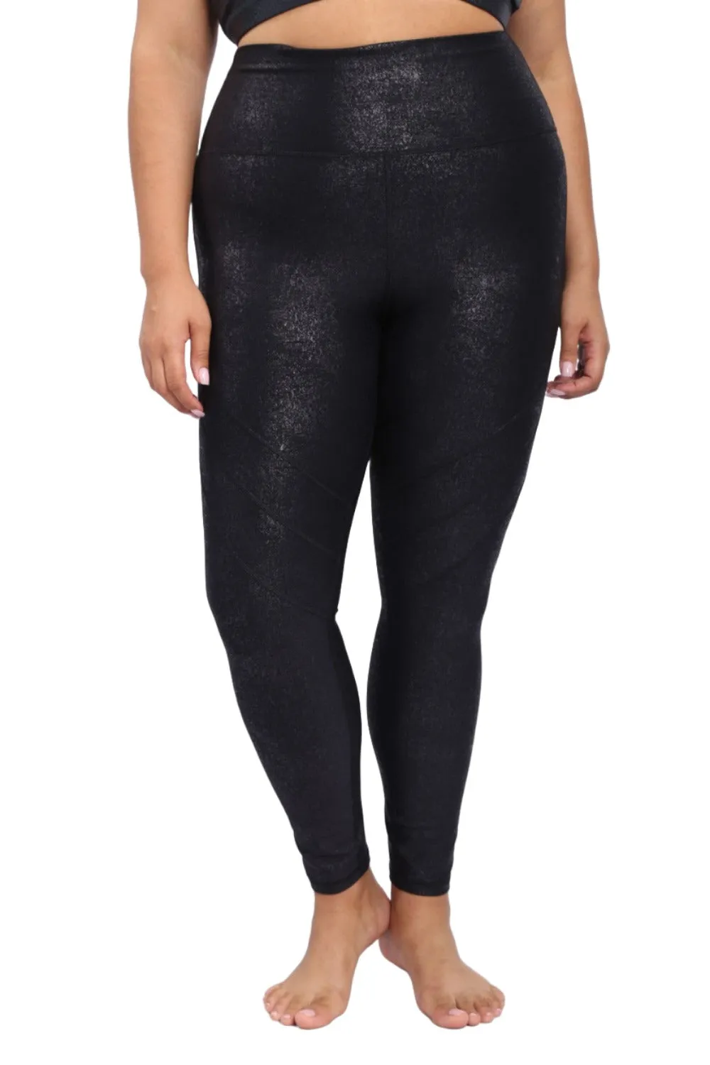 Leggings Mono B Haute Taille avec Détails de Couture et Effet Métallisé APH-A0950 et Plus