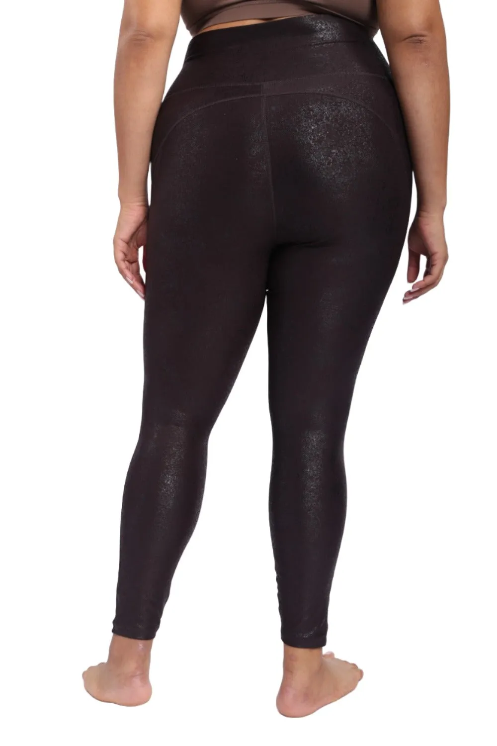 Leggings Mono B Haute Taille avec Détails de Couture et Effet Métallisé APH-A0950 et Plus