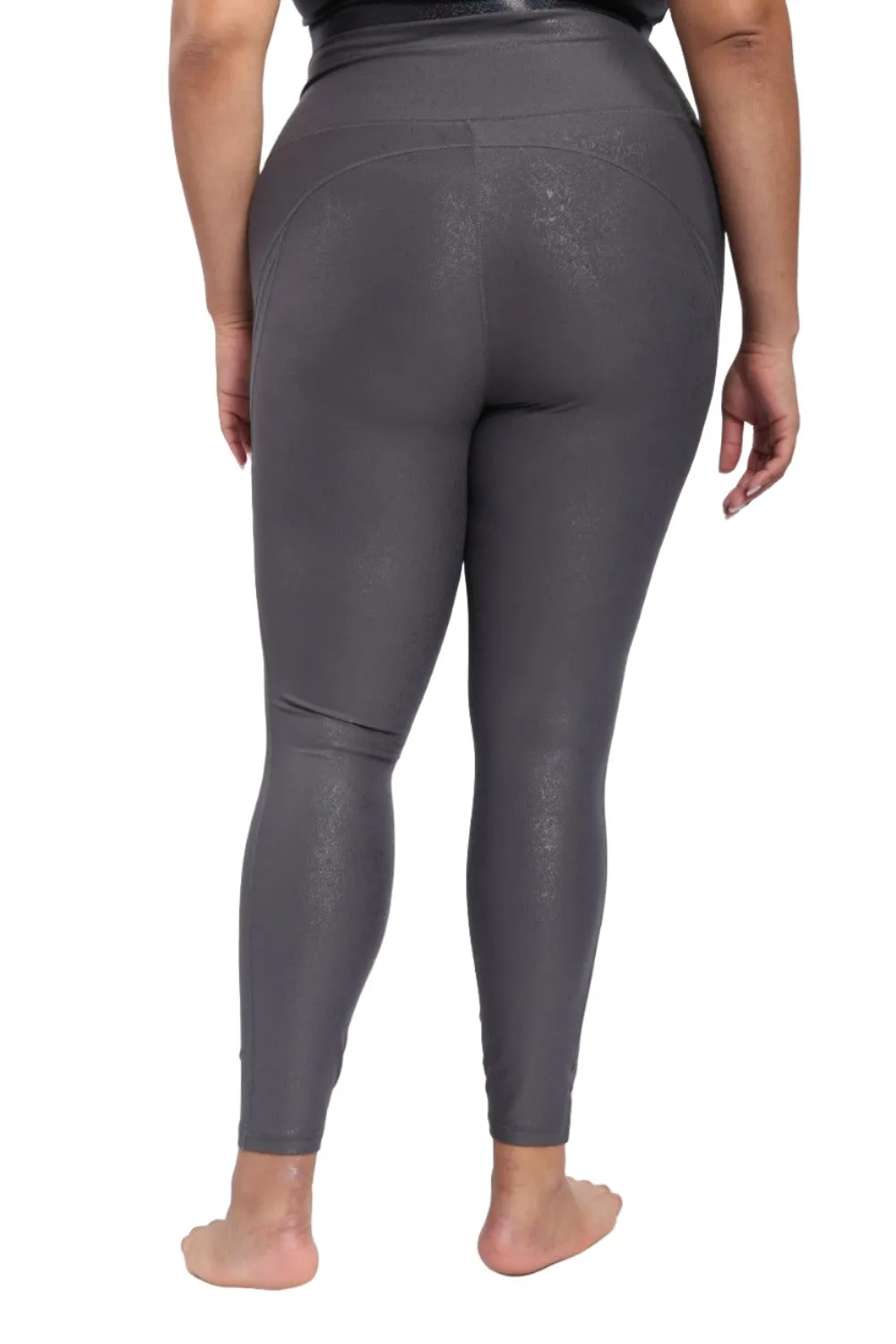 Leggings Mono B Haute Taille avec Détails de Couture et Effet Métallisé APH-A0950 et Plus