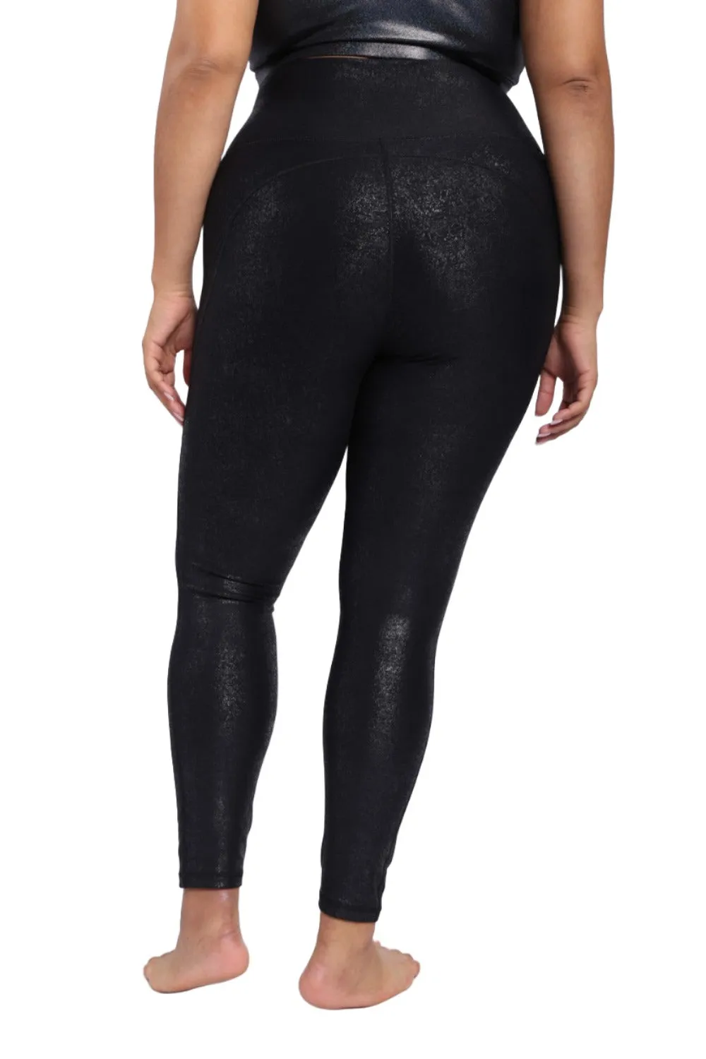 Leggings Mono B Haute Taille avec Détails de Couture et Effet Métallisé APH-A0950 et Plus