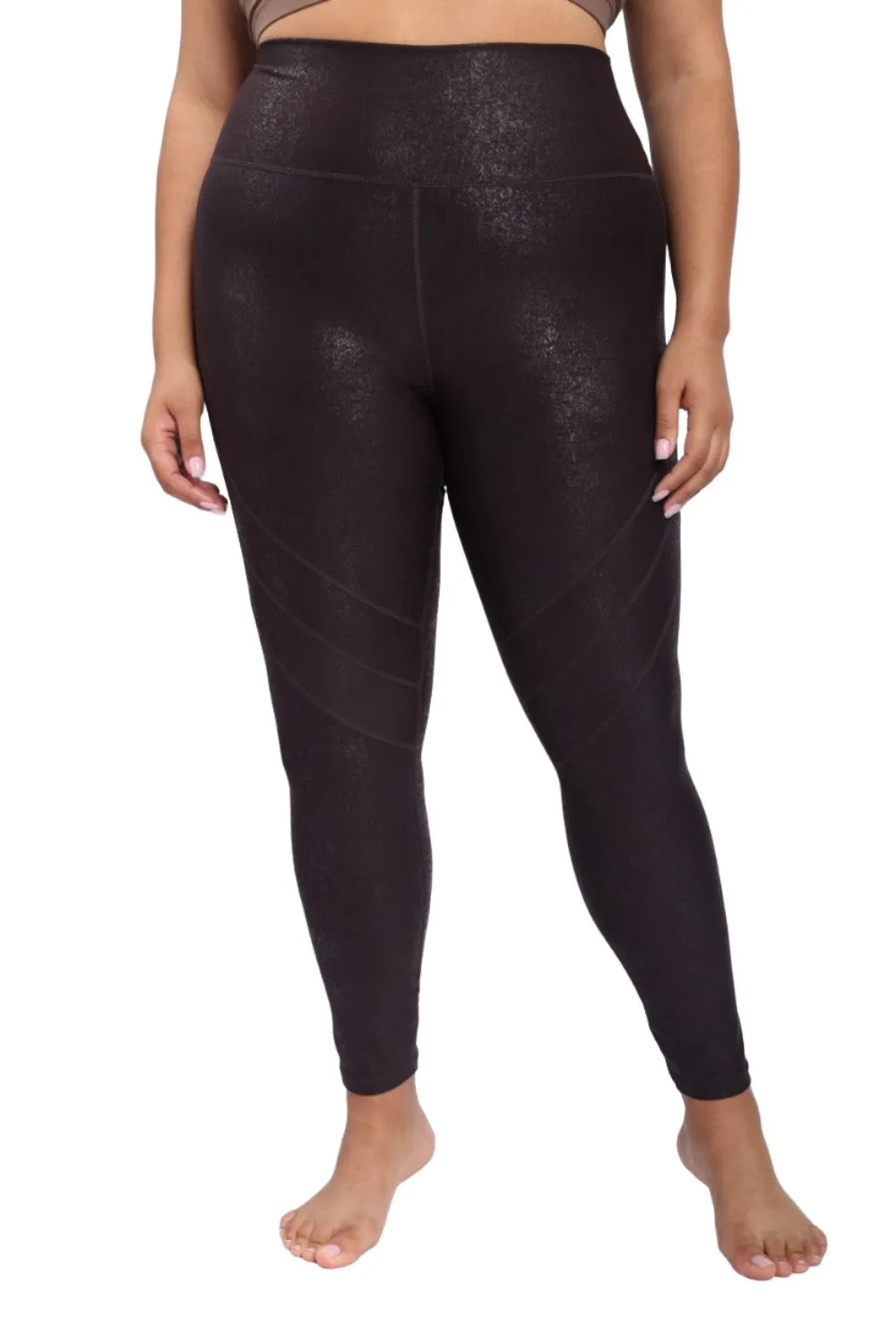 Leggings Mono B Haute Taille avec Détails de Couture et Effet Métallisé APH-A0950 et Plus