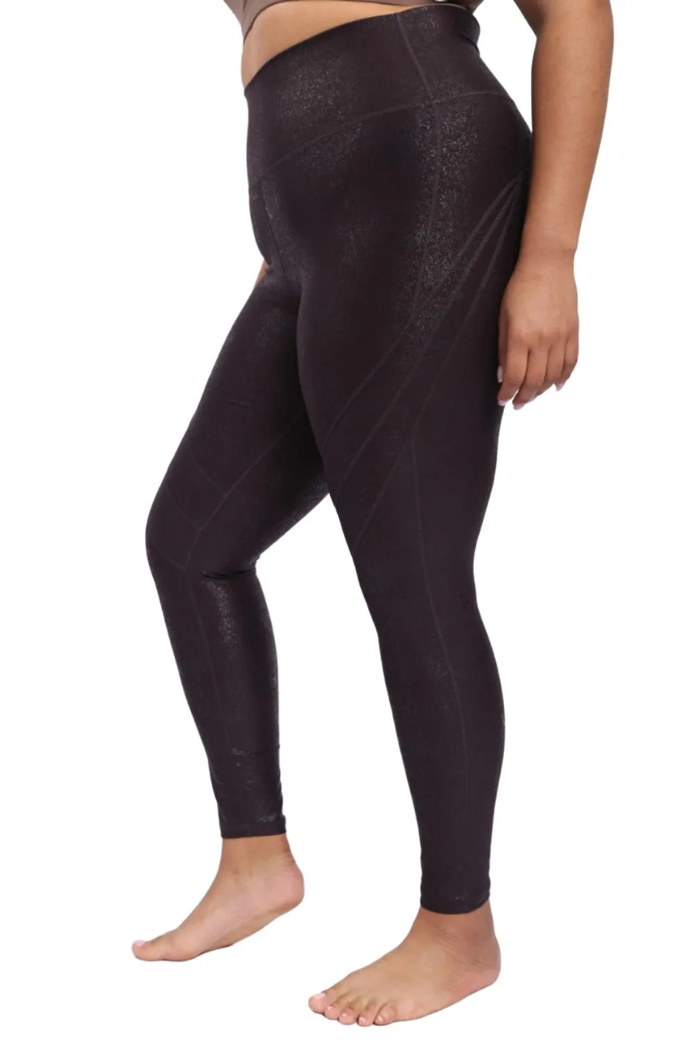 Leggings Mono B Haute Taille avec Détails de Couture et Effet Métallisé APH-A0950 et Plus