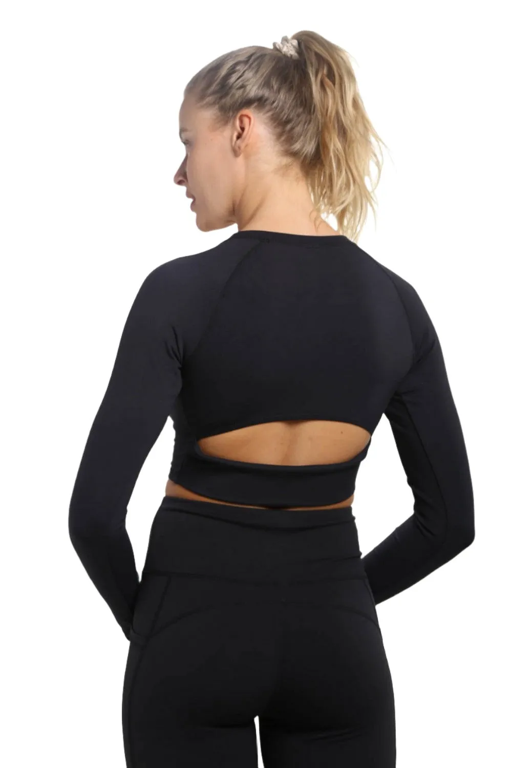 Mono B Newport Crop Top Manches Longues avec Découpes Dos AT-A0840