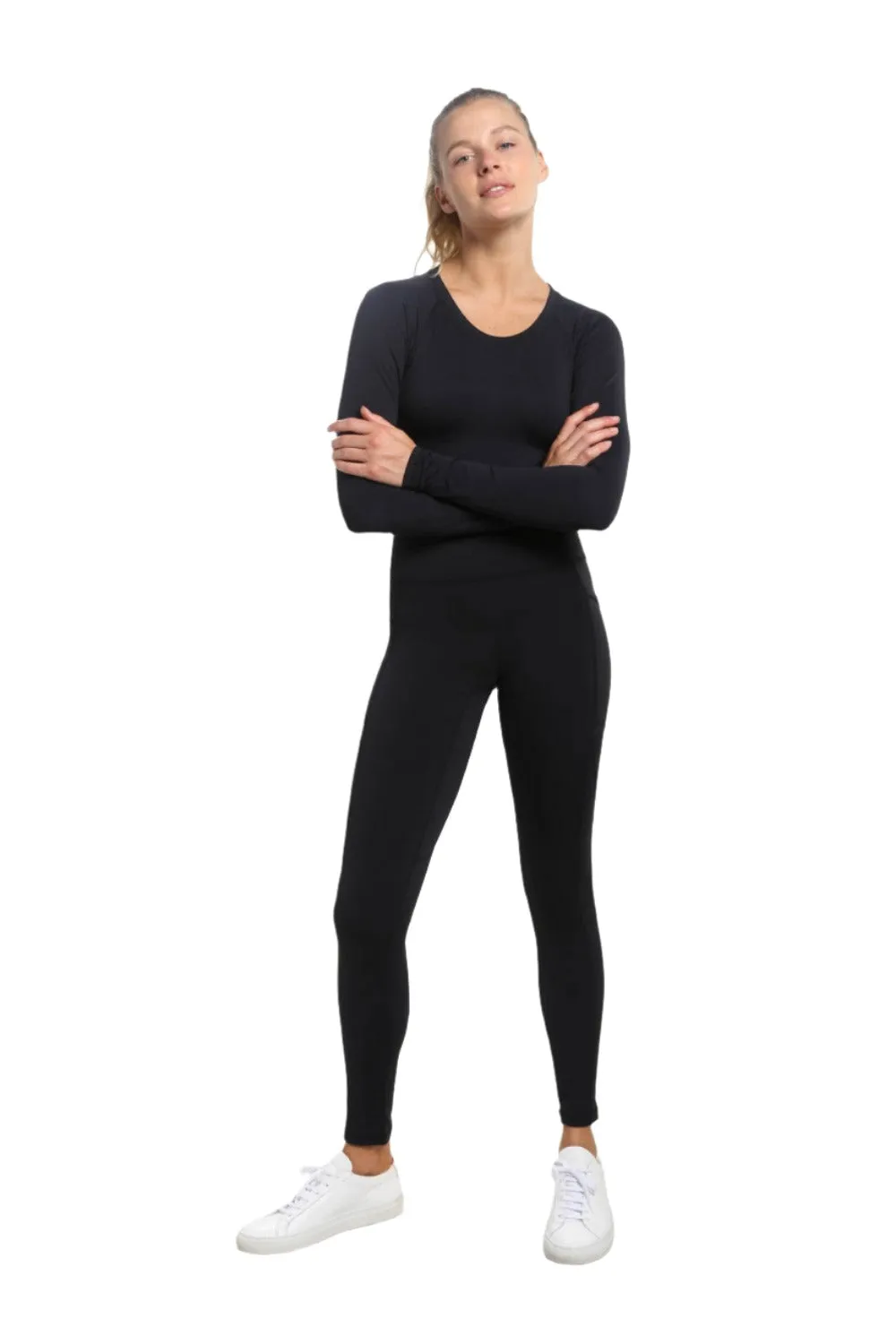 Mono B Newport Crop Top Manches Longues avec Découpes Dos AT-A0840