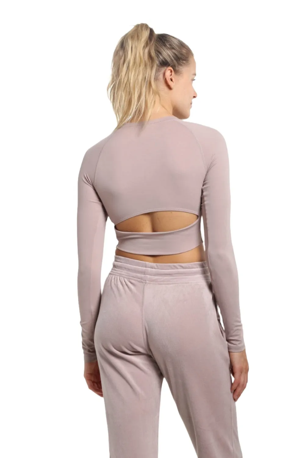 Mono B Newport Crop Top Manches Longues avec Découpes Dos AT-A0840