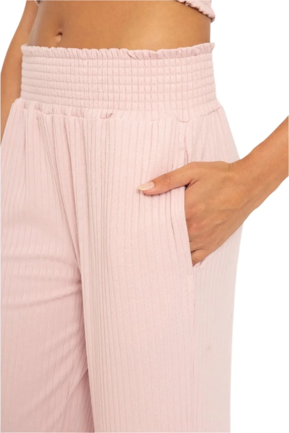 Pantalon large à côtes avec ceinture plissée Mono B KP5021