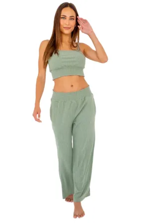 Pantalon large à côtes avec ceinture plissée Mono B KP5021