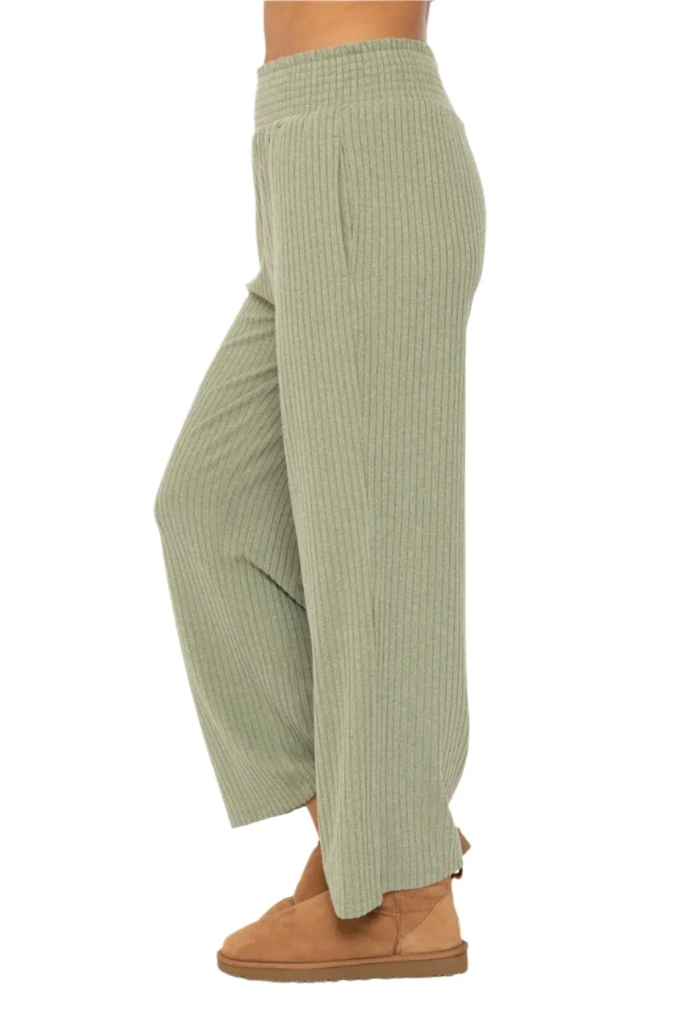 Pantalon large à côtes avec ceinture plissée Mono B KP5021
