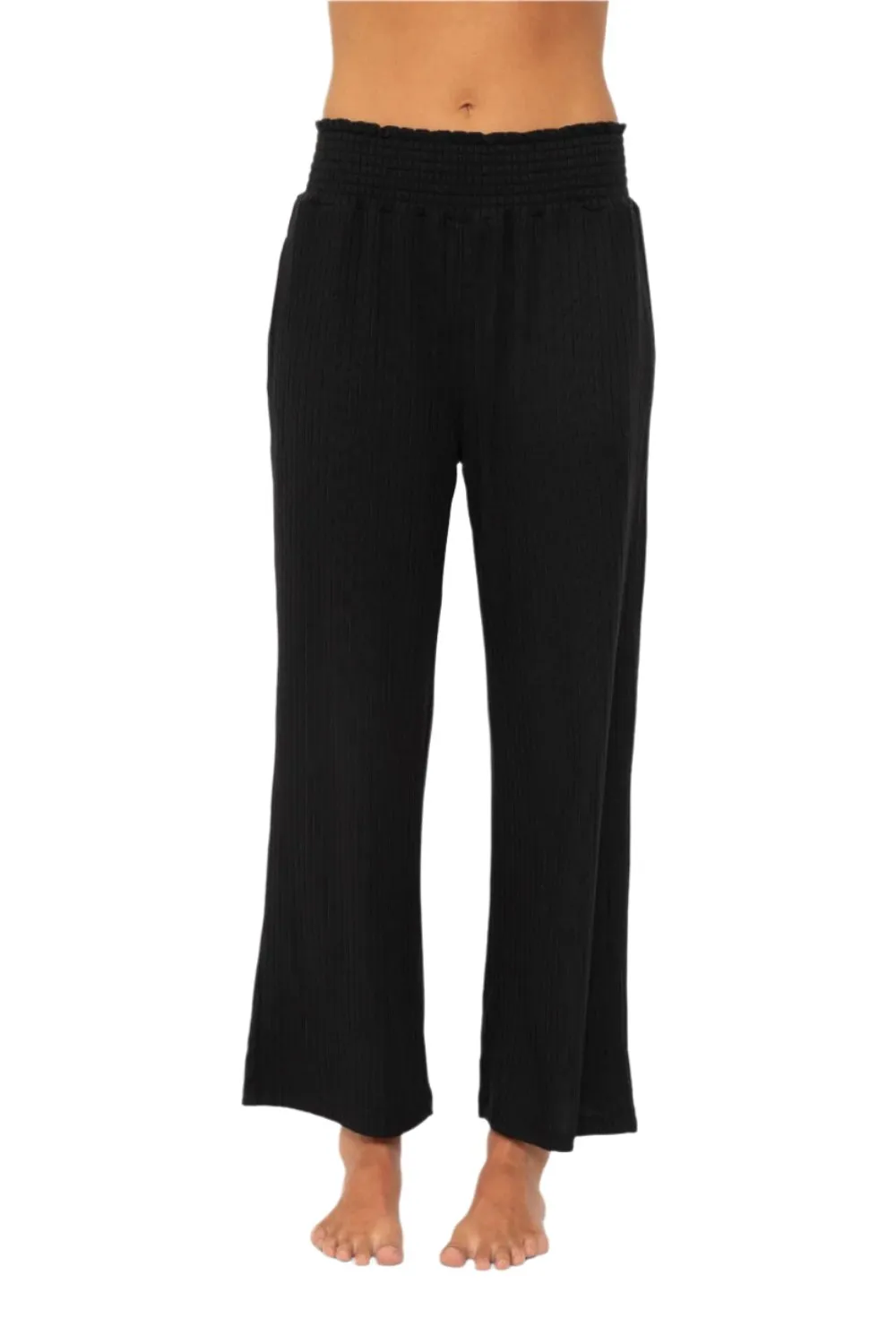 Pantalon large à côtes avec ceinture plissée Mono B KP5021